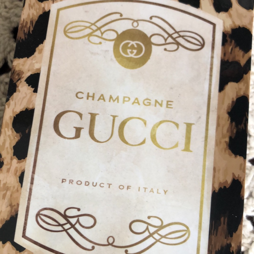 Gucci Gold and Black Leopard Champagne Bottle Wooden Home Decor - Picture 3 of 10